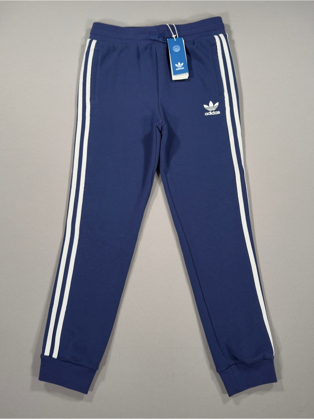 Adidas Youth M Medium Trefoil Pants Navy Blue White Stripe Joggers Tracksuit NWT